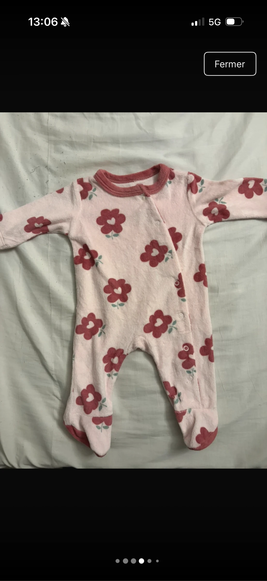 Lot of 3 baby pajamas 1 month / 56 cm - super soft velvet🐼🌸 – photo 4
